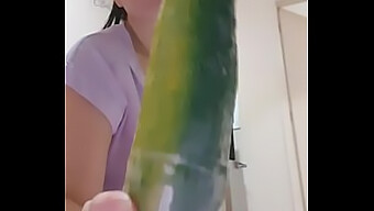 Sensual Latina Masturbates With A Cucumber